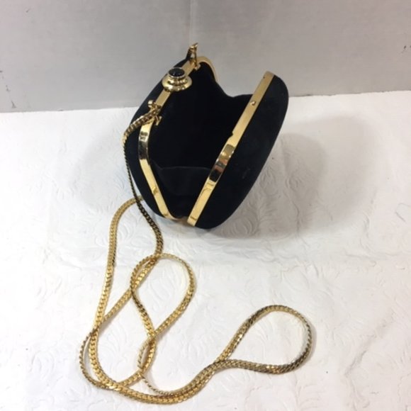 Vintage Morgan Taylor Black Velvet Hard Case Evening Purse Crossbody 4.5x2x3.5 - Picture 2 of 12